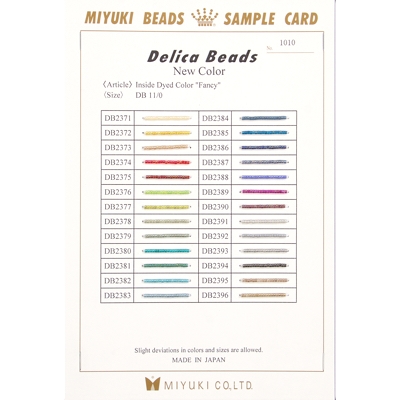 DELICACARD 1010:  Miyuki Inside Dyed Fancy Delica Sample Card (1010) (DB) 