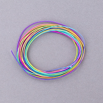 520-EL-R1: 1mm Fabric Covered Rainbow Elastic Cord 10ft 