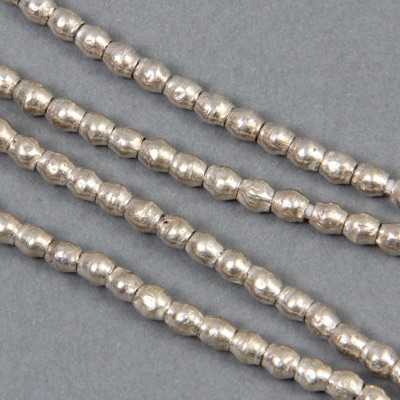 AFR-008:  4 - 4.5mm Silver Bicones Ethiopian 28-inch strand (approx 175 pcs) 