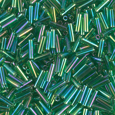 BGL2-179:  6mm Miyuki Bugle Bead Transparent Green AB 