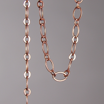CH0001-AC: 9x5mm Flat Ovals Chain - Antique Copper (5ft) 