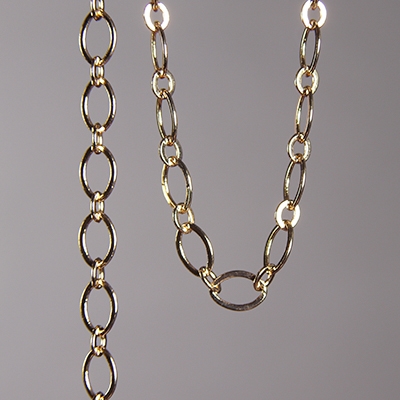 CH0001-G: 9x5mm Flat Ovals Chain - Gold (5ft) 