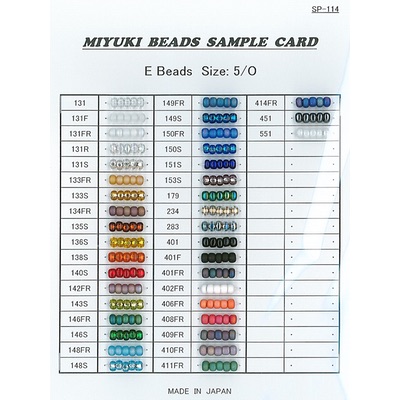 E-CARD-1:  E Beads (5/0) Sample Card (SP-114) (5/0) 