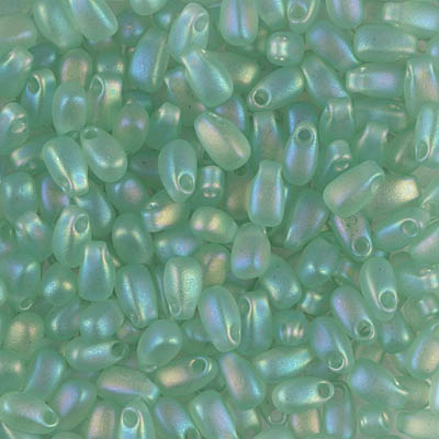 LDP-2134F:  Miyuki 3x5.5mm Long Drop Bead Matte Sea Glass Green AB - Discontinued 