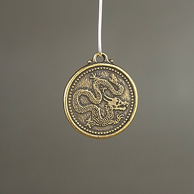 MET-00018: 24mm Antique Brass Dragon Coin Charm 
