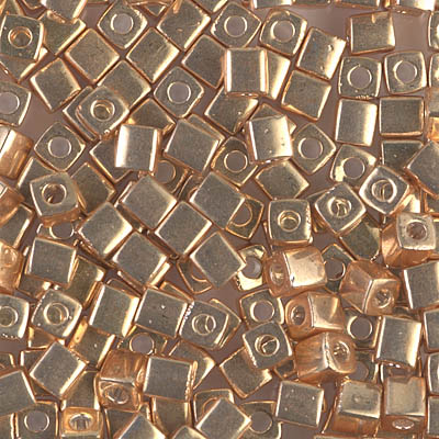 SB-1052:  Miyuki 4mm Square Bead Galvanized Gold 