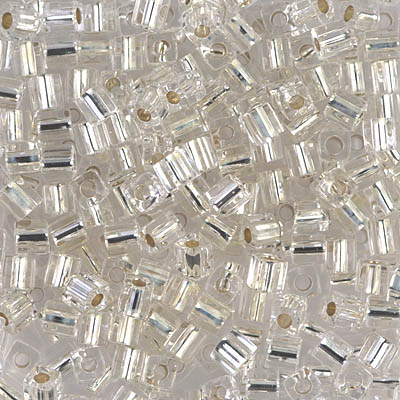 SB3-1:  Miyuki 3mm Square Bead Silverlined Crystal 