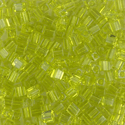 SB3-143:  Miyuki 3mm Square Bead Transparent Chartreuse 